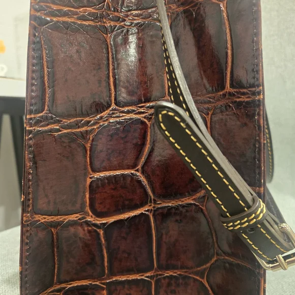 Dooney & Bourke Dark, Bergundy, Brown Crocodile Shoulder Bag - Picture 3 of 14